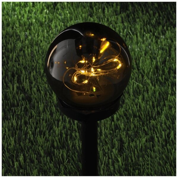Lampă solară LED GLEAM, 1,2 V, 3000 K, IP44, 40 mAh, fumuriu/negru