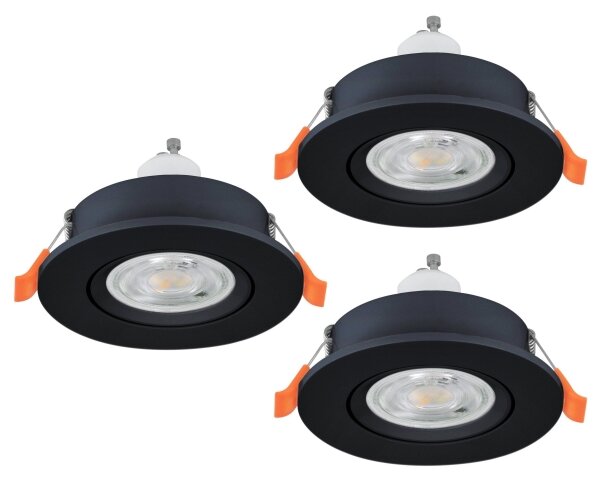 Eglo 902257 - Set de 3 spoturi LED pentru tavan BARRANCO 1xGU10/4,5W/230V negru
