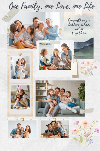 Tablou Canvas Personalizat cu 7 Poze Pentru Familie " One Family, one Love, one Life", PS109