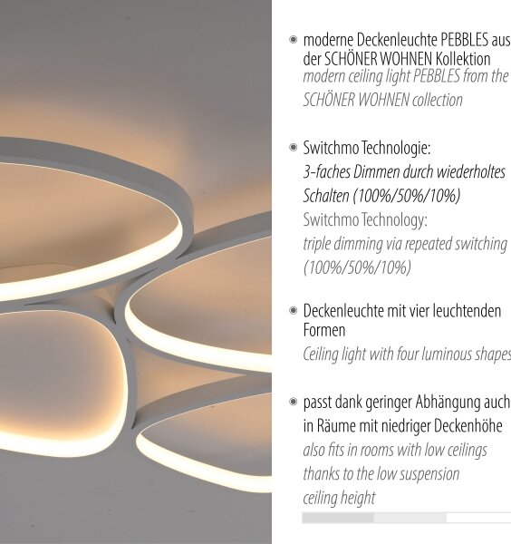 Schöner Wohnen 14038-16 - Plafonieră LED dimabilă PEBBLES LED/35,5W/230V albă