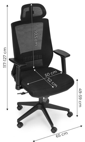 Scaun de birou ergonomic cu spătar și tetieră respirabile