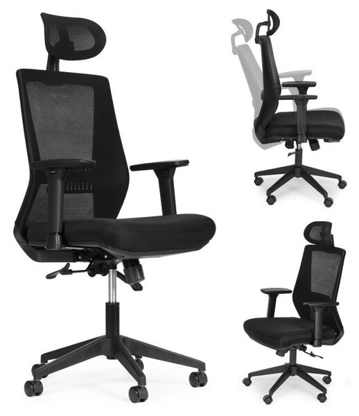 Scaun de birou ergonomic cu spătar și tetieră respirabile