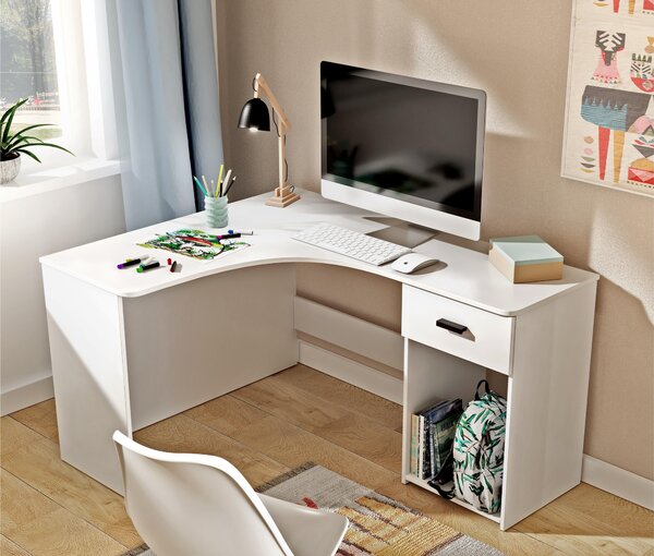 Masă PC de colț Cornello (alb). Promo -14%. 1108250