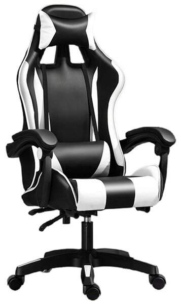 Scaun de gaming, alb-negru