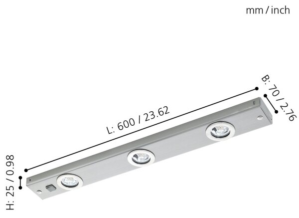 Eglo 93707 - Corp de iluminat LED fluorescent KOB 3xLED/2,3W/230V