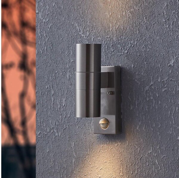 Aplică LED de exterior cu senzor Eglo 79594 ARAPONGAS 2xGU10/2,8W/230V IP44 crom