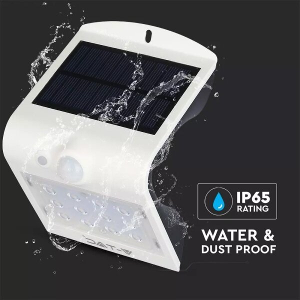 LED Aplică perete solară cu senzor LED/1.5W/3,7V IP65 alb