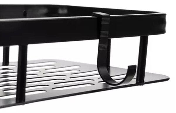 Etajera pentru baie, 2 rafturi, sarcina maxima 10 kg, aluminiu, 30x13x4.7 cm, negru