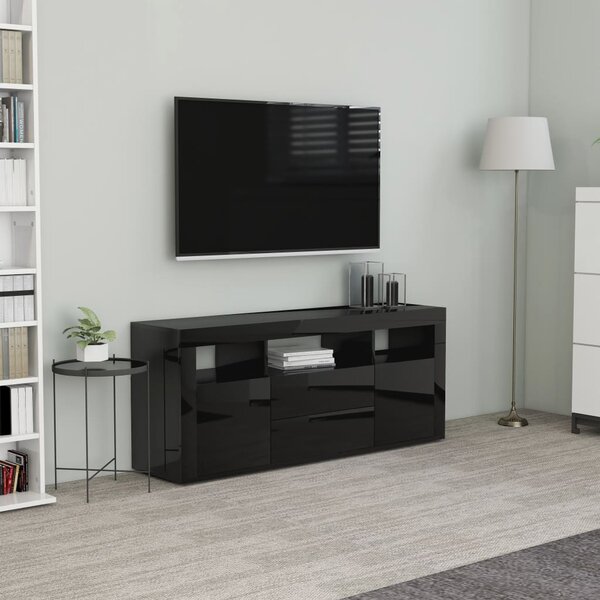 Comodă TV, negru extralucios, 120 x 30 x 50 cm, PAL