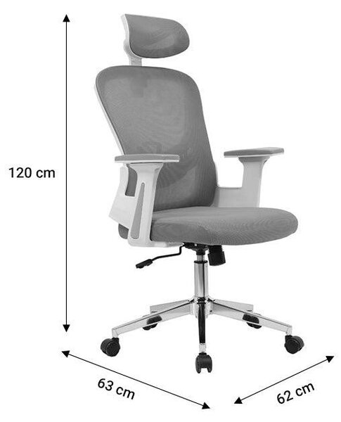 Scaun de birou manager Ignatius mesh, Gri - Negru, 110-120x65x45 cm