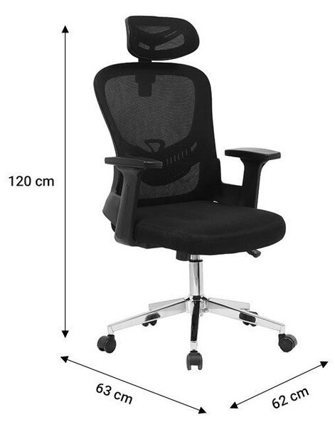 Scaun de birou manager Ignatius mesh, Gri - Negru, 110-120x65x45 cm