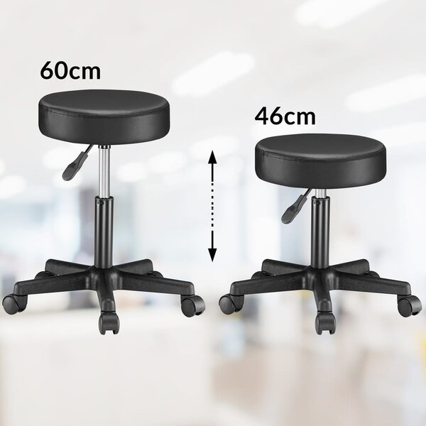 Taburet pe roți BONY, Ø35cm, negru Jurhan