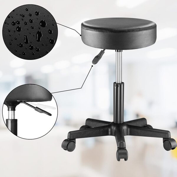 Taburet pe roți BONY, Ø35cm, negru Jurhan