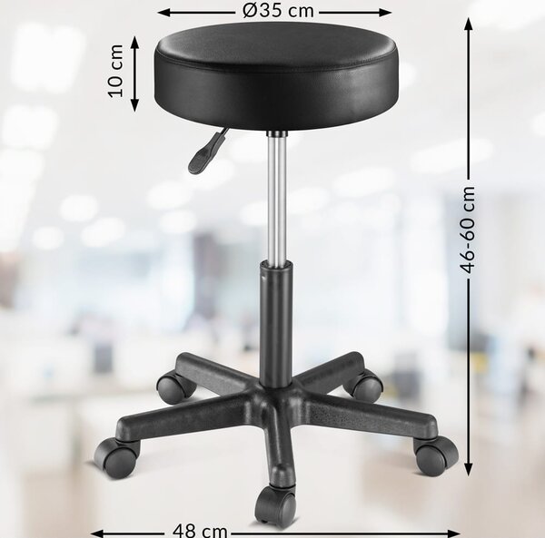 Taburet pe roți BONY, Ø35cm, negru Jurhan