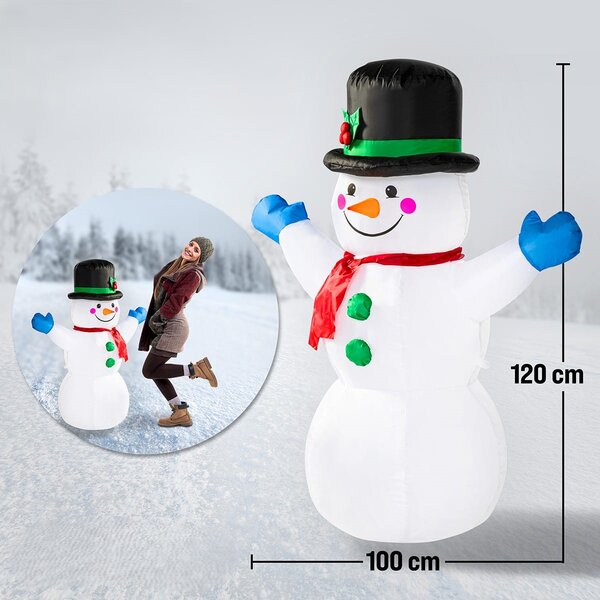 Om de zăpadă gonflabil cu iluminare, 120cm, alb Monzana