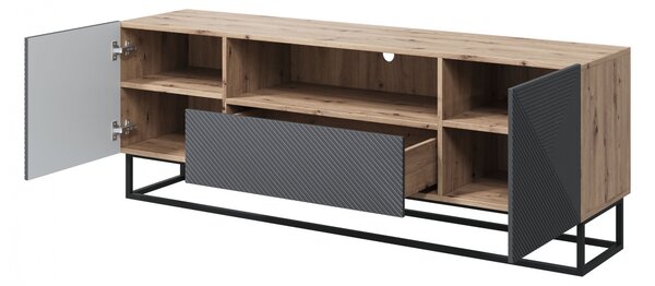 Comodă TV cu sertar și cadru metalic Asha 167 cm - artisan / rivier stone mat