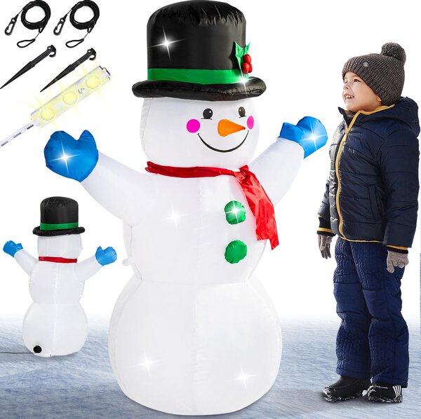 Om de zăpadă gonflabil cu iluminare, 120cm, alb Monzana