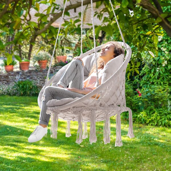 Detex Scaun suspendat BOHO cu perne, Ø61cm, bej