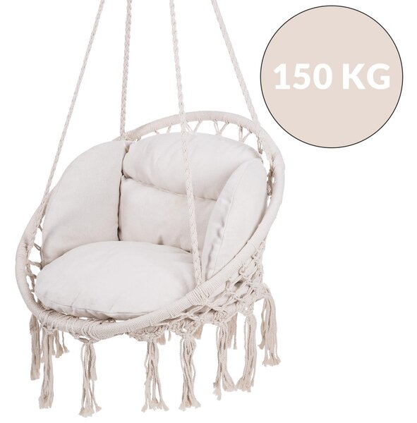 Detex Scaun suspendat BOHO cu perne, Ø61cm, bej