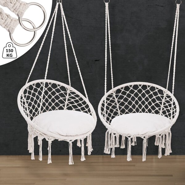 Detex Scaun suspendat BOHO cu perne, Ø61cm, bej