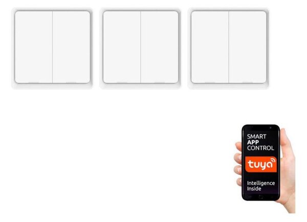 SET 3x întrerupător cu 2 butoane SMART 3xCR2430 Zigbee 3.0 Tuya Immax NEO 07507C