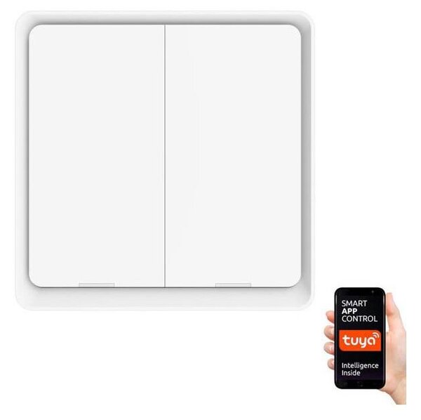 Întrerupător cu 2 butoane SMART 1xCR2430 Zigbee 3.0 Tuya Immax NEO 07507L