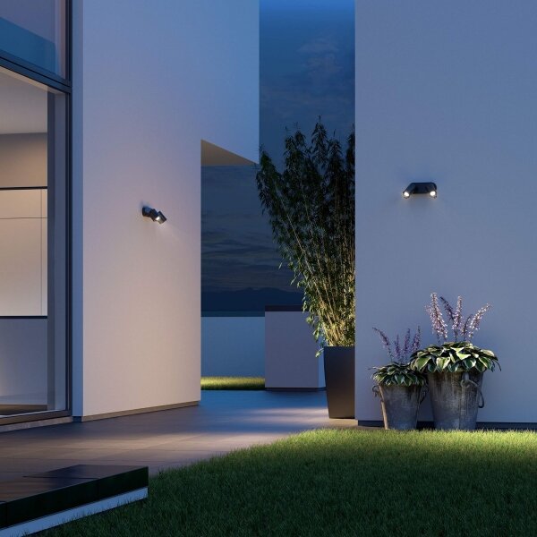 Aplică LED de exterior cu senzor STEINEL 058654 SPOT DUO 2xGU10/7,5W/230V IP44