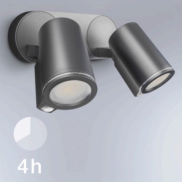 Aplică LED de exterior cu senzor STEINEL 058654 SPOT DUO 2xGU10/7,5W/230V IP44