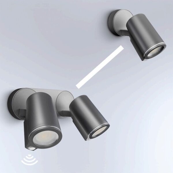Aplică LED de exterior cu senzor STEINEL 058654 SPOT DUO 2xGU10/7,5W/230V IP44