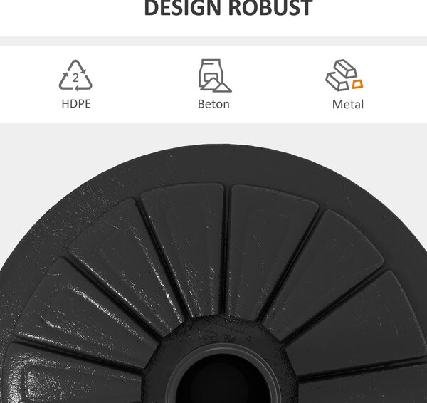 Outsunny Suport 13kg din Ciment pentru Umbrelă Soare, Bază Rotundă Rezistentă 48mm, Negru | Aosom Romania
