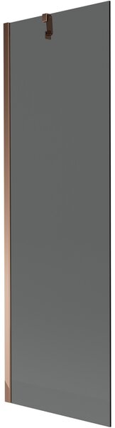 Mexen Next, paravan de baie 1 aripă 60 x 150 cm, aripă fixă, sticlă gri 6 mm, profil auriu roz, 895-060-000-00-40-60