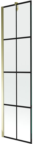 Mexen Next, paravan de baie 1 aripă 50 x 150 cm, aripă fixă, sticlă transparentă de 6 mm cu model negru, profil auriu, 895-050-000-00-77-50