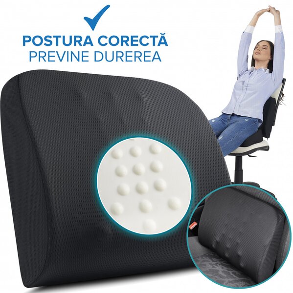 Perna ortopedica lombara Lata Suporto® pentru Scaun de Birou sau Autoutilitare