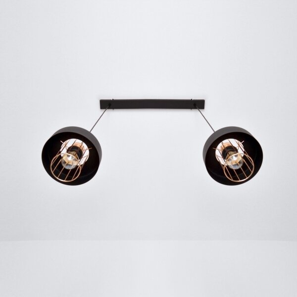 LED Lustră pe cablu VOLTA 2xE27/15W/230V neagră/aurie