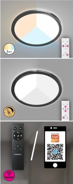 Plafonieră LED de exterior dimabilă LED/15W/230V Wi-Fi Tuya IP44 Rabalux 7774 + telecomandă