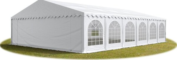 Cort evenimente, pavilion 12x6x3.7 m, PVC ignifugat, suprafata 72 mp, 12 ferestre, cadru otel galvanizat, alb