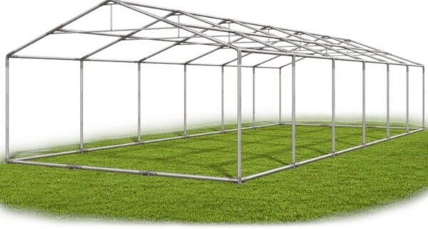 Cort evenimente, pavilion 12x6x3.7 m, PVC ignifugat, suprafata 72 mp, 12 ferestre, cadru otel galvanizat, alb