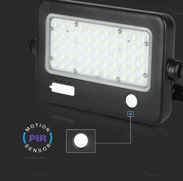 Proiector solar LED reglabil 10W 4000K IP65 cu senzor și port USB