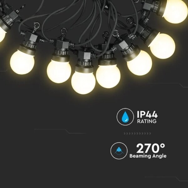 Lanț LED de exterior STRING 10m 20xLED/0,5W/230V IP44 6000K