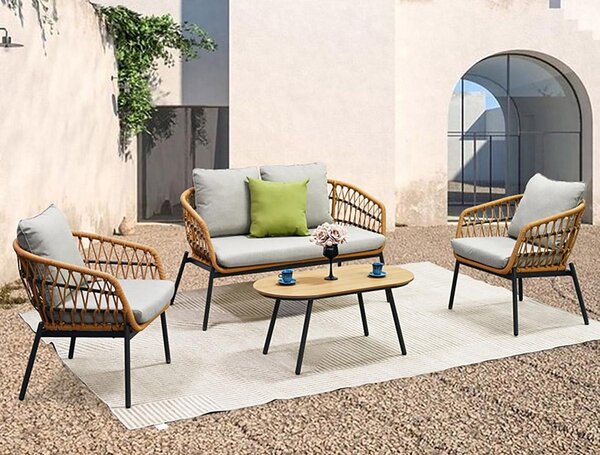 Set mobilier de grădină Artefactos (natural + gri deschis) (pentru 4 persoane). 1121231