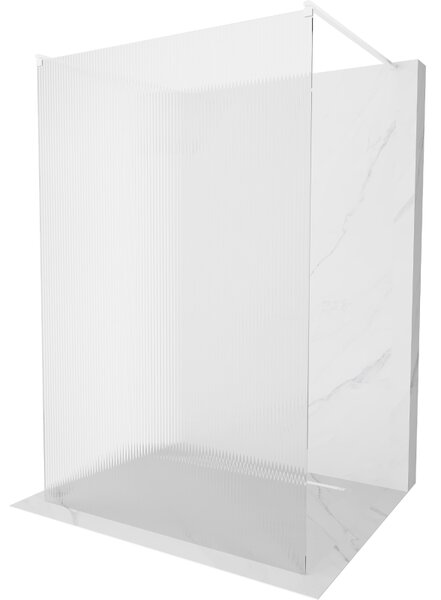 Mexen Kioto, Masa de dus Walk-In 100 x 200 cm, sticla 8 mm cu model nervuri, profil alb, 800-100-002-20-09