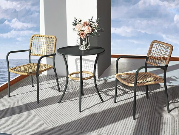 Set mobilier de grădină Abril (natural + antracit) (pentru 2 persoane). 1121234