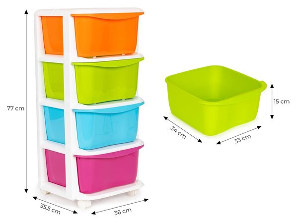Organizator din plastic cu 4 sertare extensibile