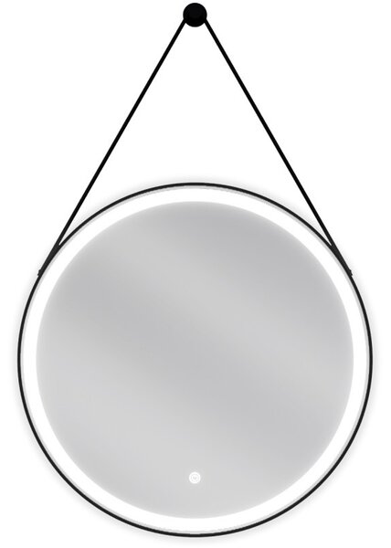 Mexen Reni oglindă iluminată de baie, rotunde 60 cm, LED 6000K, anti aburire, ramă neagră - 9812-060-060-611-70