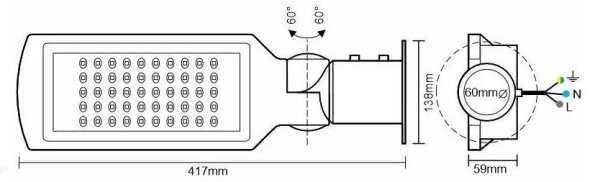 Lampadar LED stradal cu senzor LED/50W/170-400V IP65
