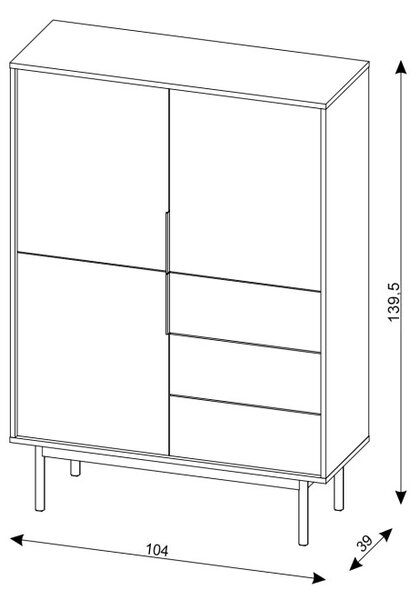 Comodă Vintana 3D3S (Negru + Auriu). 1123695