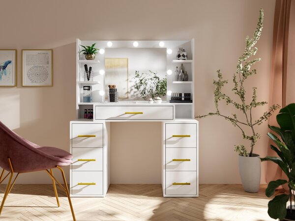 Măsuță de toaletă Bronetta 1 (alb) (cu oglindă) (cu iluminat LED). 1123707
