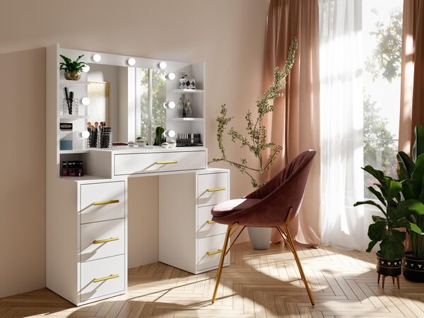 Măsuță de toaletă Bronetta 1 (alb) (cu oglindă) (cu iluminat LED). 1123707