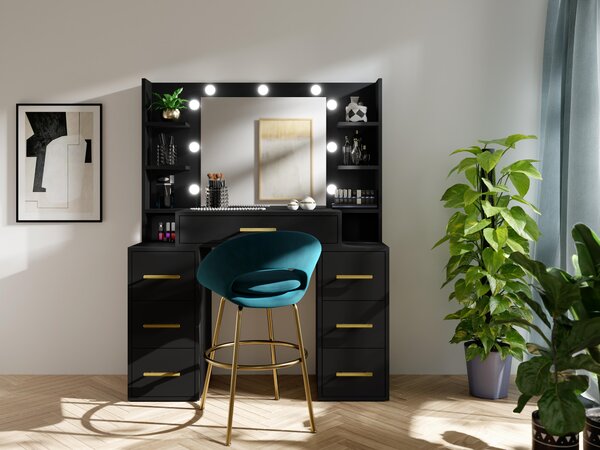 Măsuță de toaletă Bronetta 1 (Negru) (cu oglindă) (cu iluminat LED). 1123709