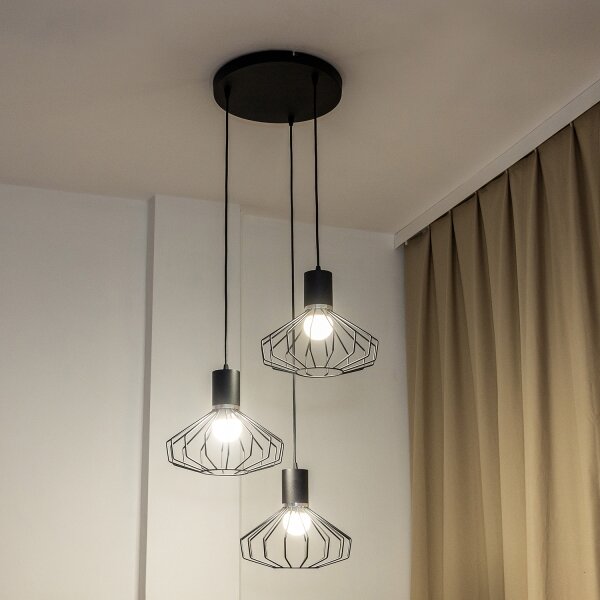Lustră pe cablu SOLANO 3xE27/15W/230V negru/crom lucios
